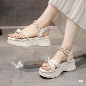 Female High Top White Sandals