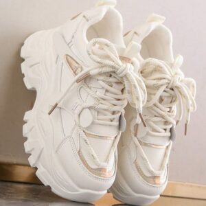 Female White & Golden High Top Sneakers
